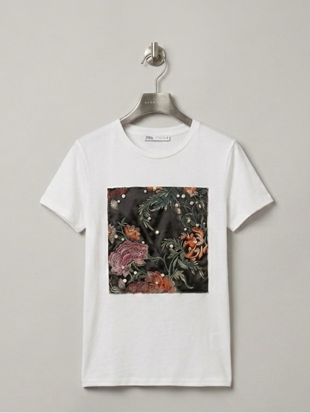 ZARA embroidered floral t-shirt